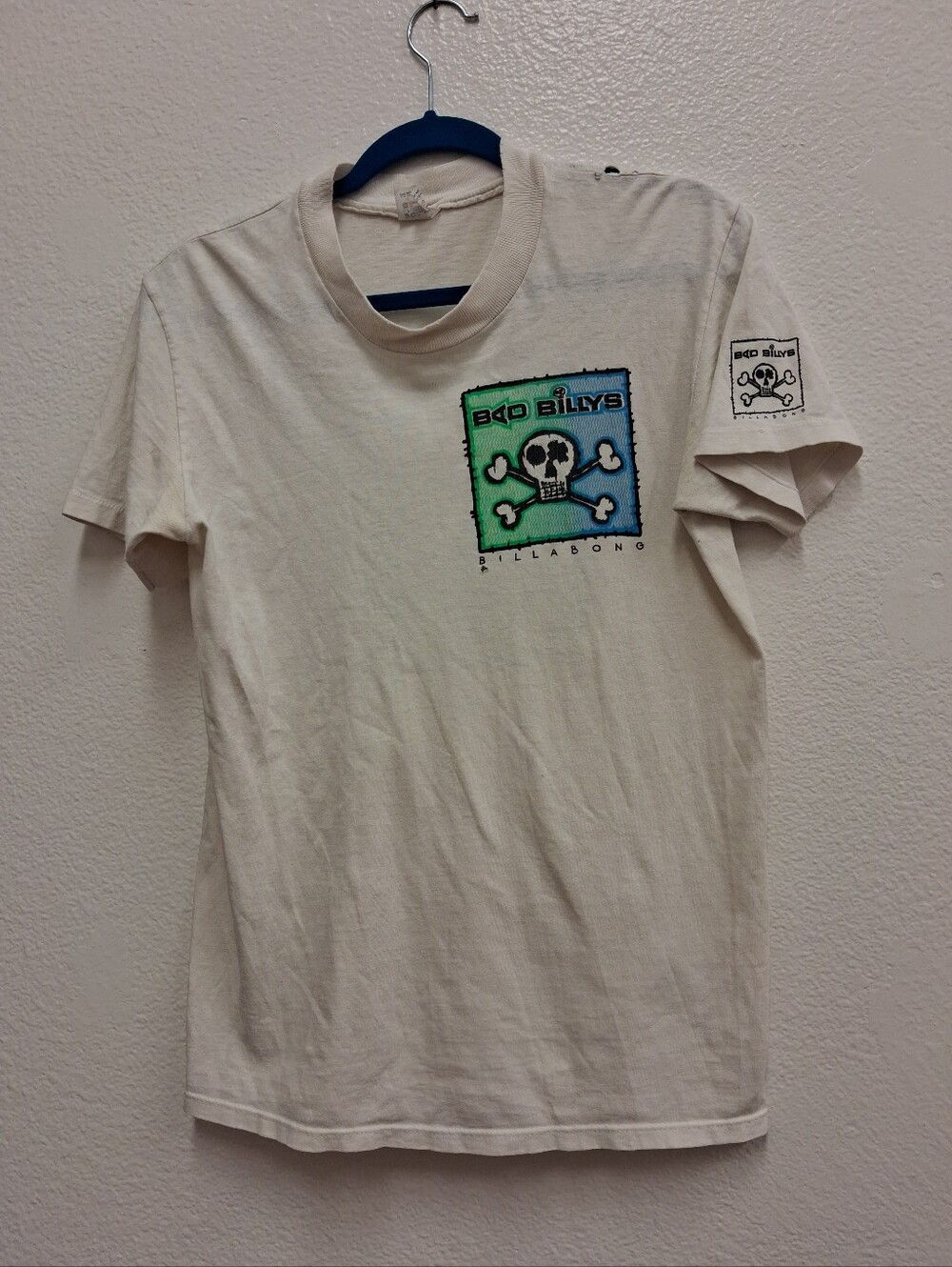 80s Billabong Bad Billy’s Surfboards Surf Skate Skull  T-Shirt Distressed Medium
